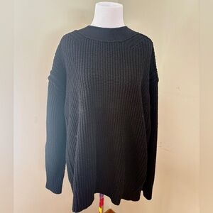 FREE PEOPLE Open Back Black Knit Sweater
